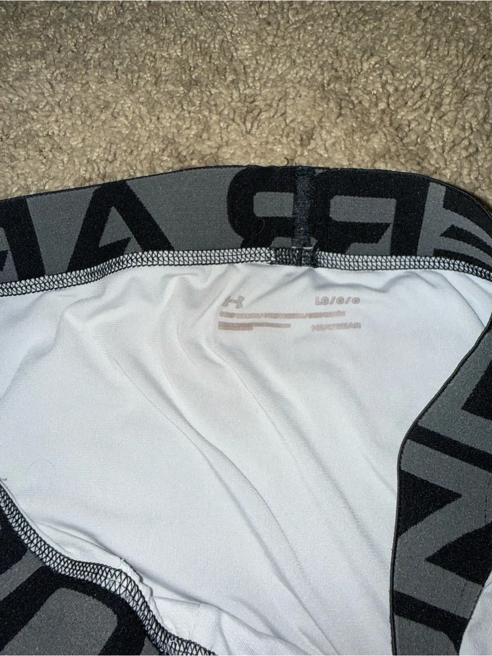 Used full lengthUnder Armour Men's White Compression Tights with Black Waistband
